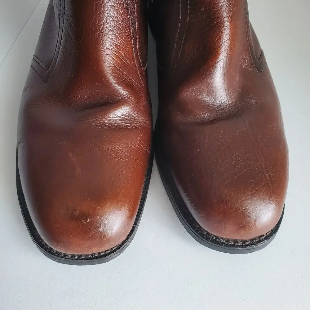 Vtg Men KNAPP Brown Leather Steel Toe Engineer Work Biker Boot 9 EE Dressy USA